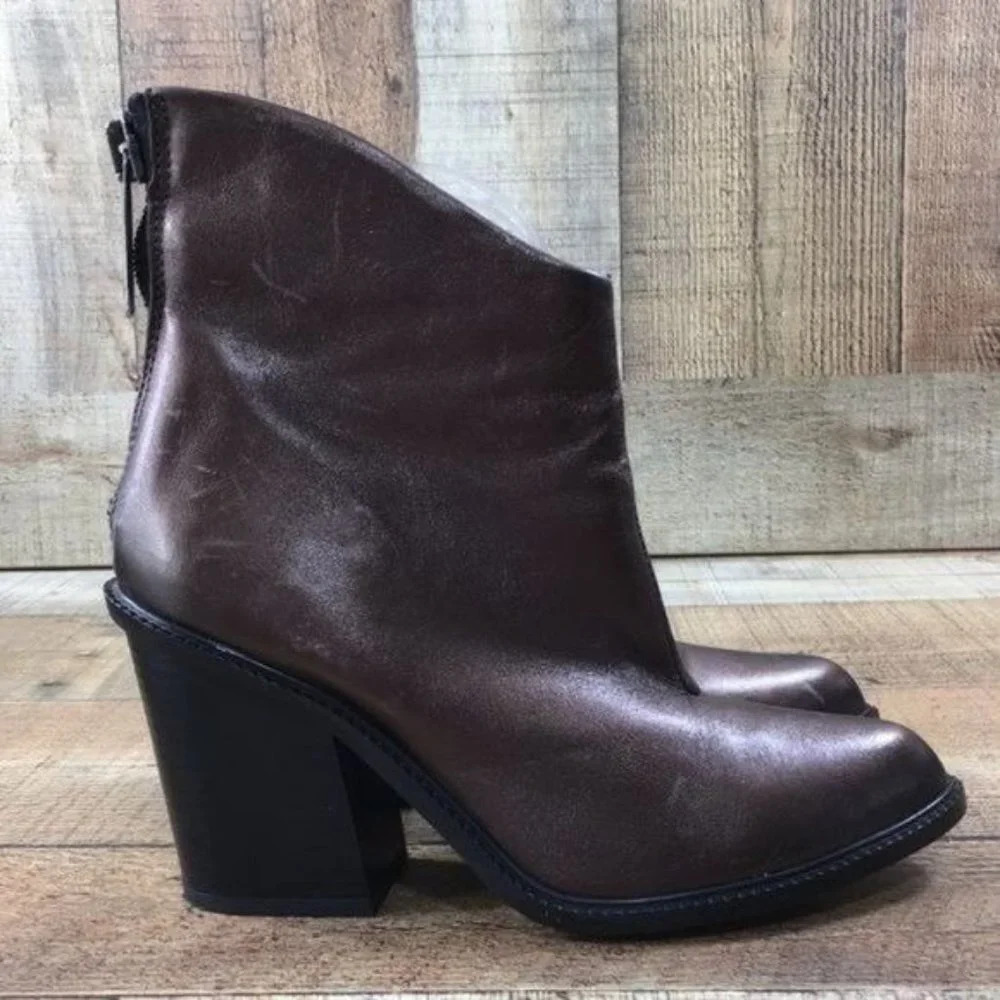Diesel Metallic Brown Leather Ankle Boots Booties Womens 7 Heeled Boots
